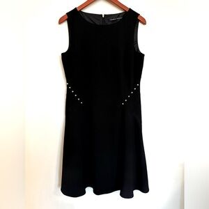 Ivanka Trump Black Dress with Gold Metal Accents Size 8